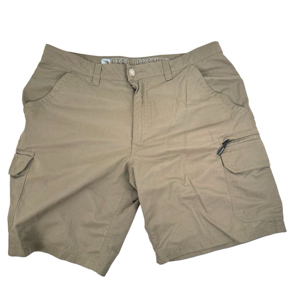 Reel Legends Mens Outdoor Shorts Size 34 Green/Gray Cargo Fishing Hiking 268